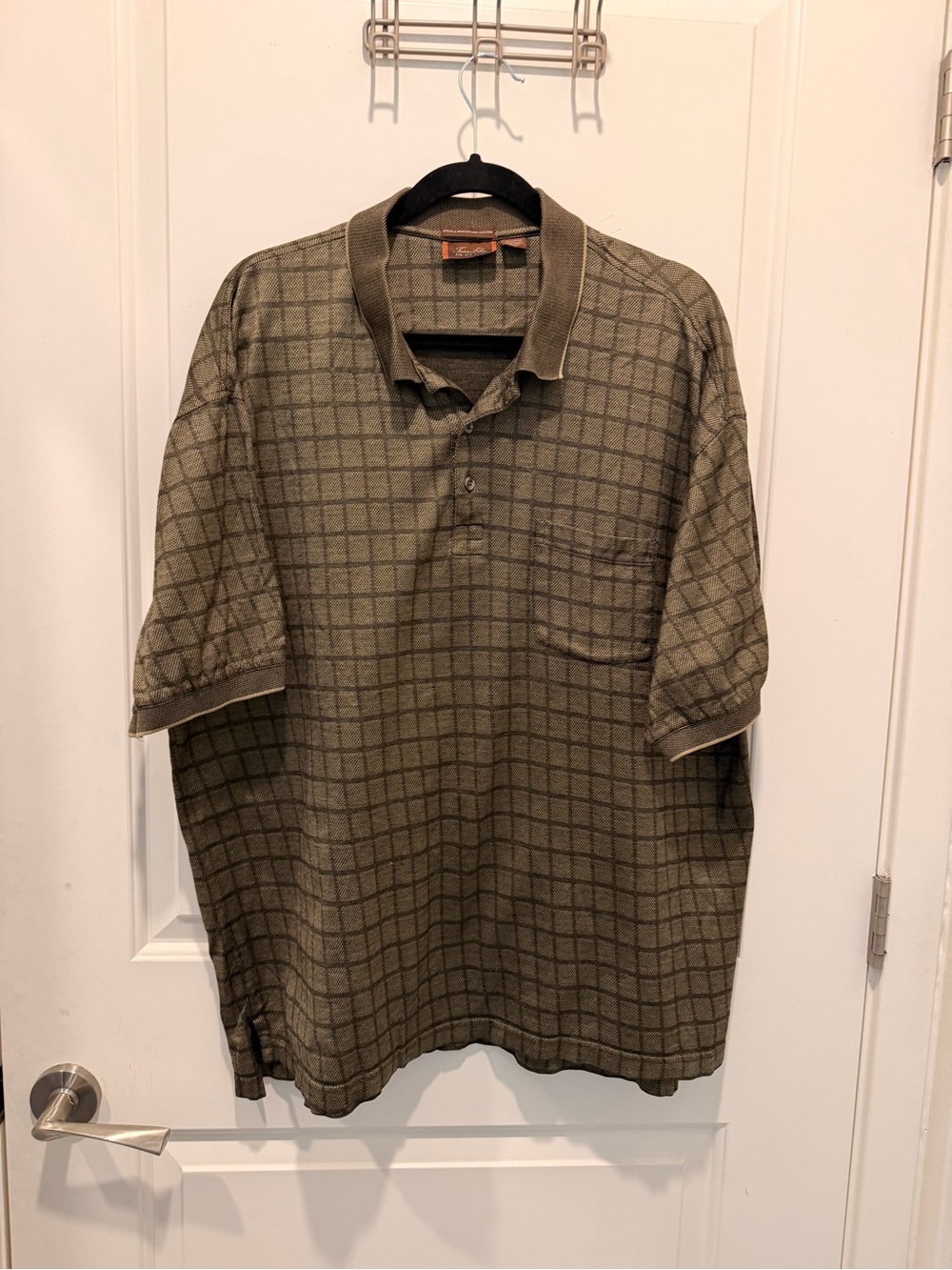 Tasso Elba Golf Polo Size L Brown Checkered Cotton
Shirt